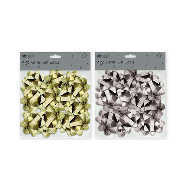Bow Bag - 12 Large Gift Bows - Gold or Silver