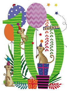 Age 10 - 10th Birthday - Meerkats & Balloons