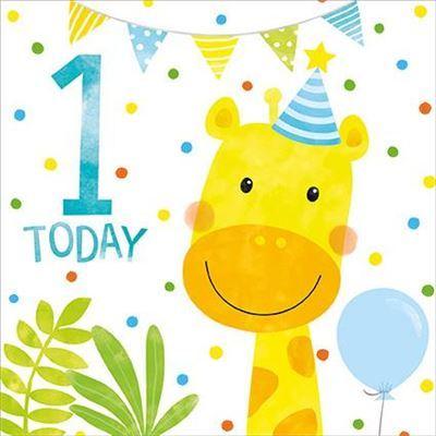 Age 1 - 1st Birthday - Giraffe/Bunting from Nigel Quiney Publications, English Cards in France