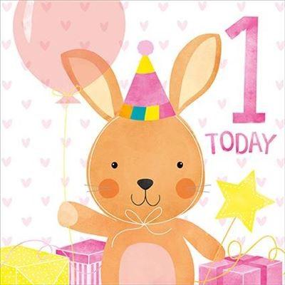 Age 1 - 1st Birthday - Bunny/Balloon from Nigel Quiney Publications, English Cards in France