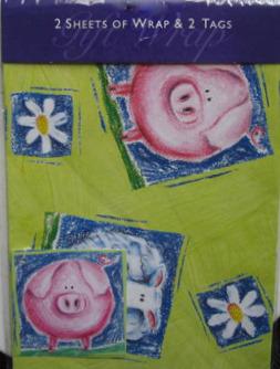 Gift Wrap - 2 Sheet 2 Tag Pig Sheep