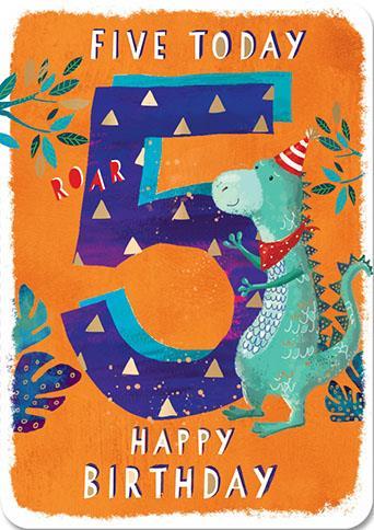 Age 5 - 5th Birthday - Five Today Dinosaur