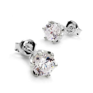 Jewellery - 6mm Zirconia 925 Silver Stud Earrings