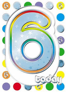 Age 6 - 6th Birthday - Rainbow Text