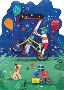 Age 7 - 7th Birthday - Boy On Bike