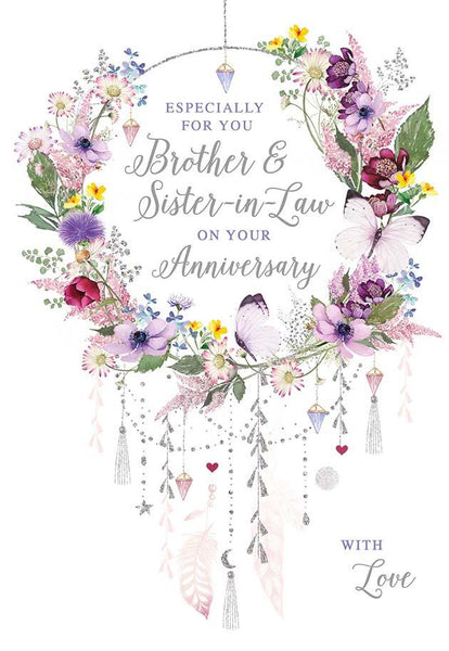 Anniversary Card - Brother and Sister-in-Law - Floral Wreath from Nigel Quiney Publications, English Cards in France