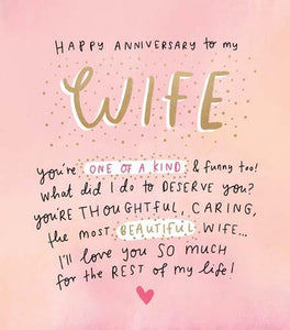 Anniversary Card - Wife Anniversary - One Of A Kind Wife