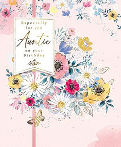 Auntie Birthday - Flowers And Tag from The Great British Card Company, English cards in France