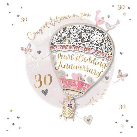 Anniversary Card - 30th Pearl Anniversary - Pearl Balloon