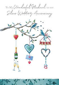 Anniversary Card - 25th Silver Anniversary Husband - Husband Silver Anniversary
