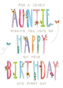 Female Relations, Auntie Birthday, Birthday Card For Auntie from The Great British Card Company, English cards in France