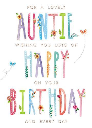 Female Relations, Auntie Birthday, Birthday Card For Auntie from The Great British Card Company, English cards in France