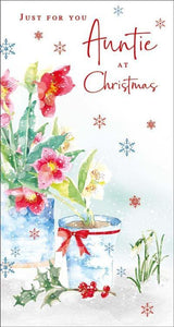 Christmas Card - Auntie - Christmas Anemones from Nigel Quiney Publications, English Cards in France