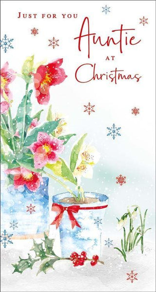 Christmas Card - Auntie - Christmas Anemones from Nigel Quiney Publications, English Cards in France