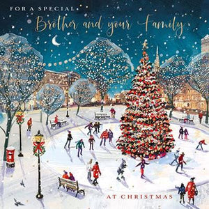 Christmas Card - Brother and Family - Skating In The Snow