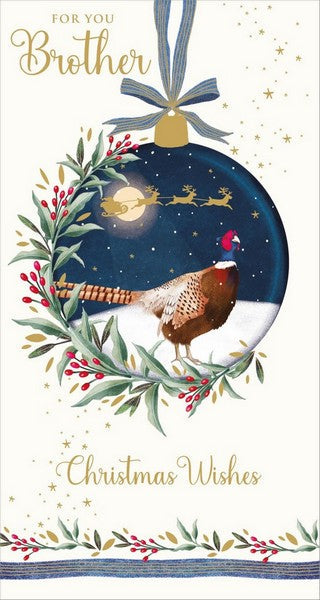 Christmas Card - Brother - Pheasant Bauble from Nigel Quiney Publications, English Cards in France