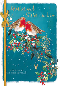 Christmas Card - Brother and Sister-in-Law - Robins On Berries