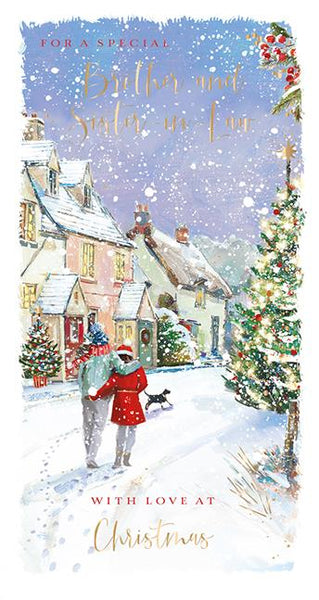 Christmas Card - Brother and Sister-in-Law - Walking In The Snow
