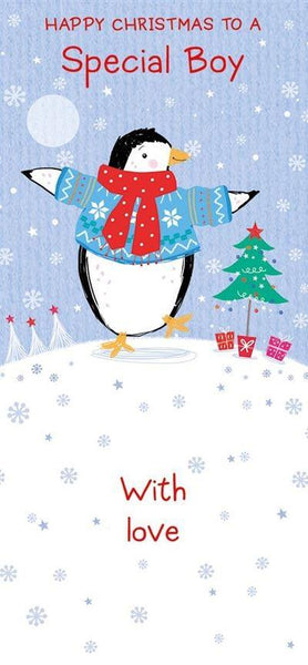 Christmas Card - Gift Wallet - Special Boy - Penguin Jumper from Nigel Quiney Publications, English Cards in France