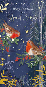 Christmas Card - Special Couple - Festive Robins