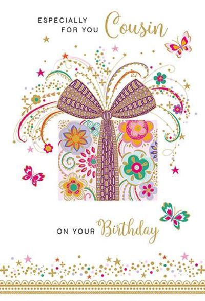 Cousin Birthday - Ornate Present from Nigel Quiney Publications, English Cards in France