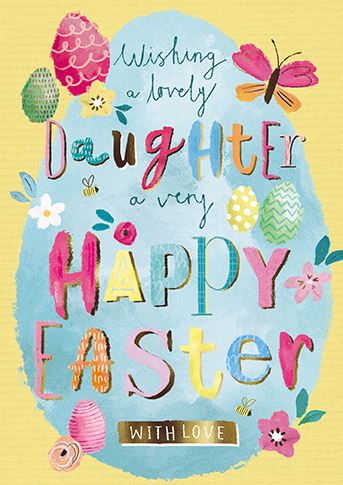 The Great British Card Company Easter Card - Daughter - Floral Painterly Type From The Great British Card Company, Easter Cards in France, Cartes de Paques en France, English Cards in France
