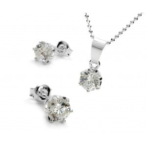 Jewellery - Necklace and Earrings Set Swarovski Zirconia 925 Silver