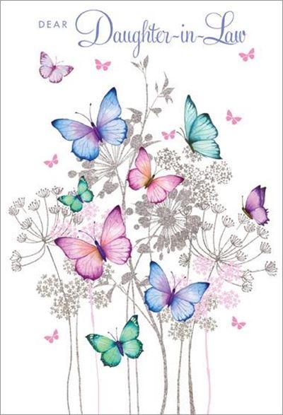 Daughter-in-Law Birthday - Dusky Butterflies from Nigel Quiney Publications, English Cards in France