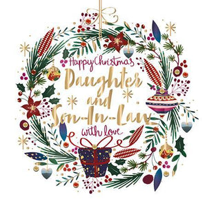 Christmas Card - Daughter and Son-in-Law - Floral Wreath