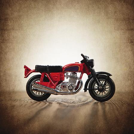 Birthday Card - Red Cafe Motorcycle