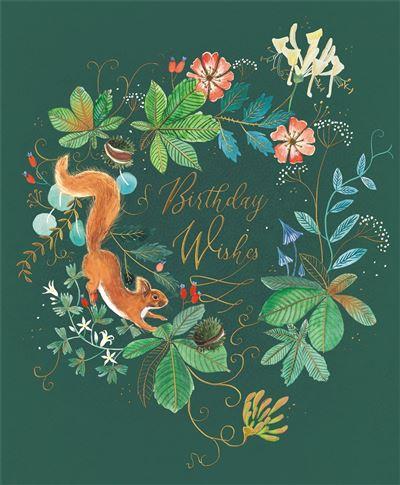 Birthday Card - Squirrel Amongst The Chestnut