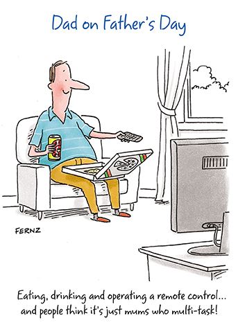 Father's Day Card - Multi Tasking from The Great British Card Company, Father's day cards in France, Cartes de voeux Fete des Peres, English cards in France