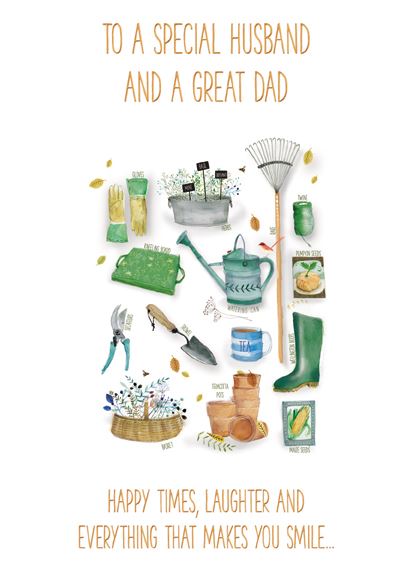 Father's Day Card - Husband - Garden Icons from The Great British Card Company, Father's day cards in France, Cartes de voeux Fete des Peres, English cards in France