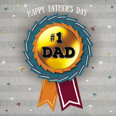 Father's Day Card - #1 Dad Rosette from The Great British Card Company, Father's day cards in France, Cartes de voeux Fete des Peres, English cards in France