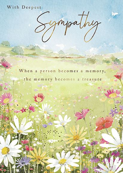 Sympathy Card - Floral Meadow Countryside Scene
