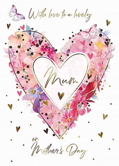 Mother's Day Card - Floral Heart from The Great British Card Company,  Mother's day cards in France, Cartes de voeux Fete des Meres, English cards in France