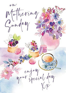 Mother's Day Card - Flowers, Tea and Cakes from The Great British Card Company,  Mother's day cards in France, Cartes de voeux Fete des Meres, English cards in France