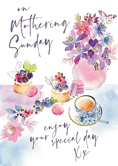 Mother's Day Card - Flowers, Tea and Cakes from The Great British Card Company,  Mother's day cards in France, Cartes de voeux Fete des Meres, English cards in France