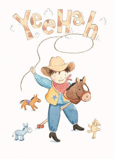Children's Birthday Card - Juvenile Boy Yee Hah