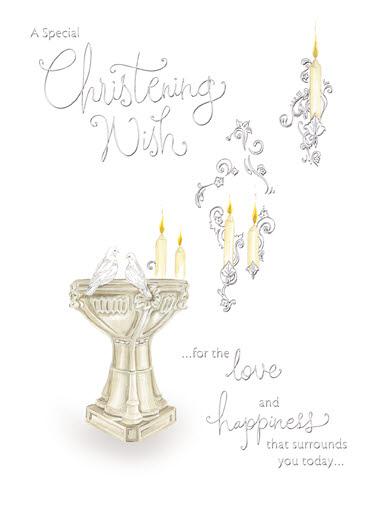 Christening Card - 2 Doves & Font