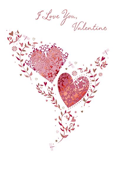 Valentine Card - 2 Hearts Valentine's Day Cards in France