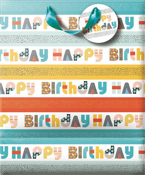 Gift Bag - Large - Happy Birthday Retro