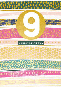 Age 9 - 9th Birthday - Aqua Stripe