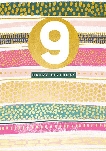 Age 9 - 9th Birthday - Aqua Stripe