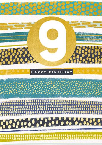 Age 9 - 9th Birthday - Lime Stripe