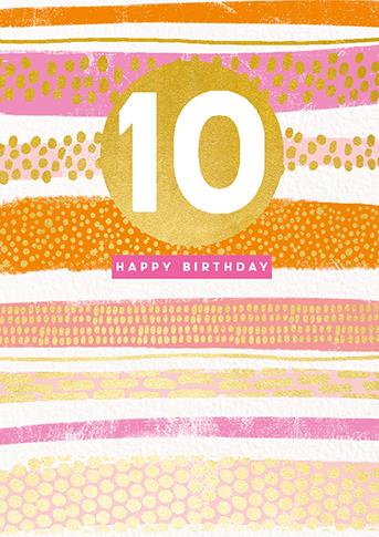 Age 10 - 10th Birthday - Coral Stripe