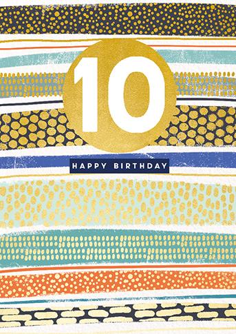 Age 10 - 10th Birthday - Blue Stripe