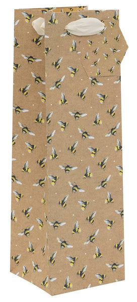 Gift Bag - Bottle Bag - Kraft Bees