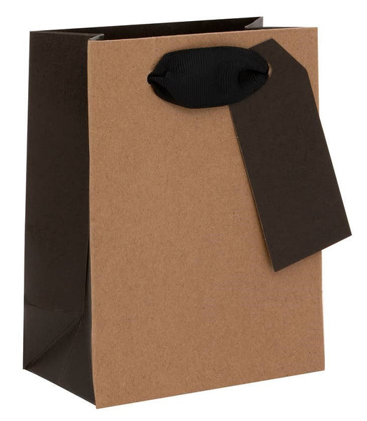 Gift Bag - Small - Ribbed Kraft/Black