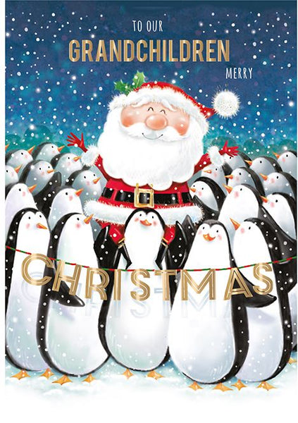 Christmas Card - Grandchildren - Santa And Friends
